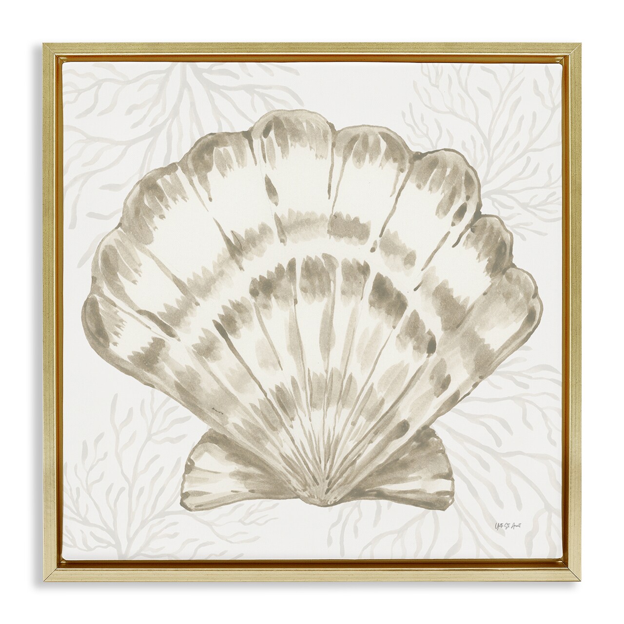 Stupell Industries Clam Shell & Neutral Coral Floating Frame By Yvette St. Amant